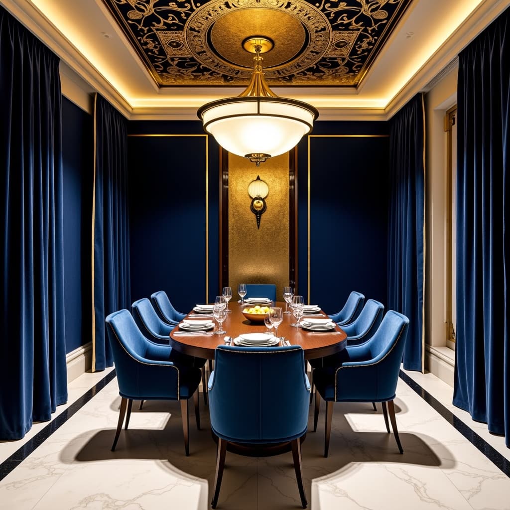 Art Deco Navy Washroom