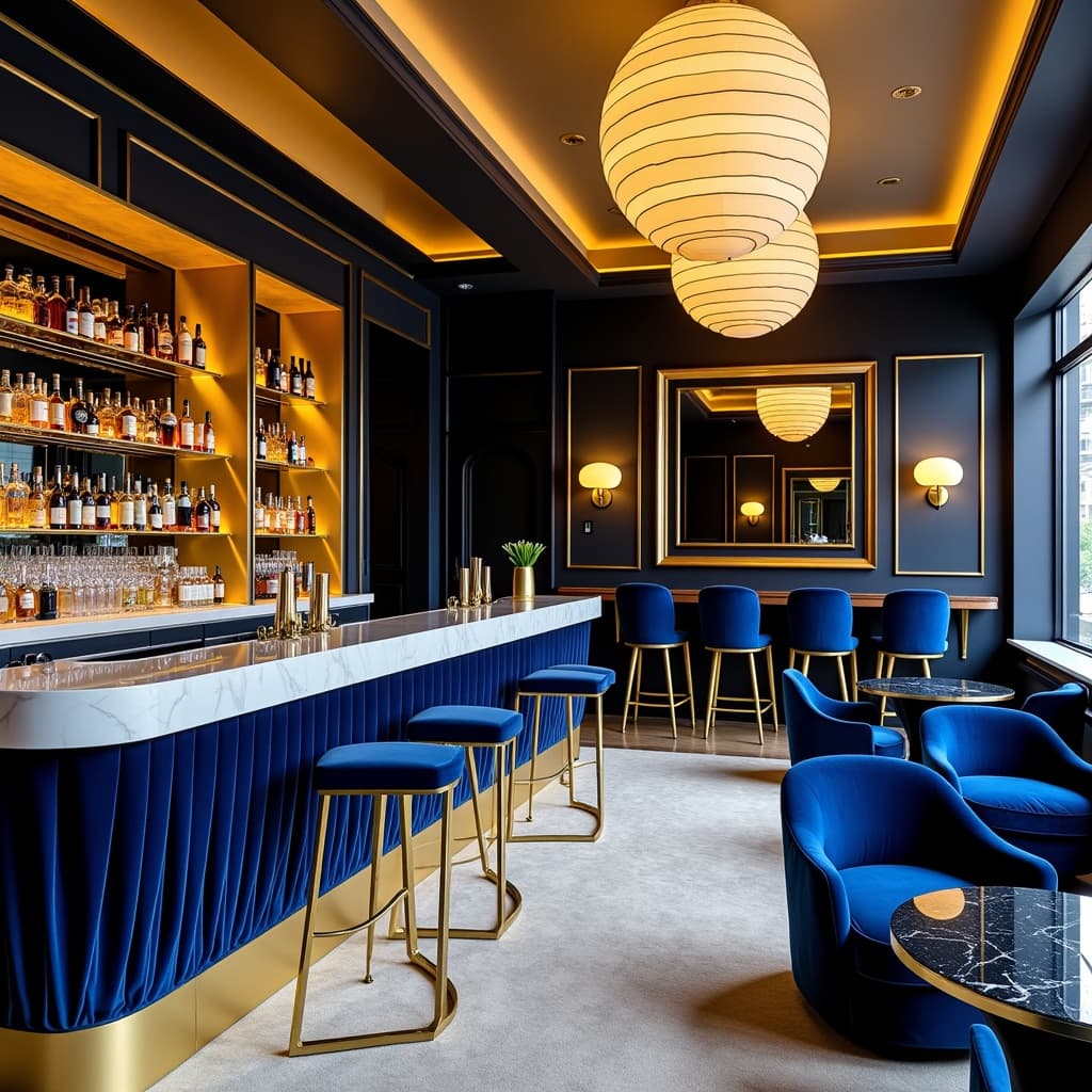 Art Deco Navy Bar Seating